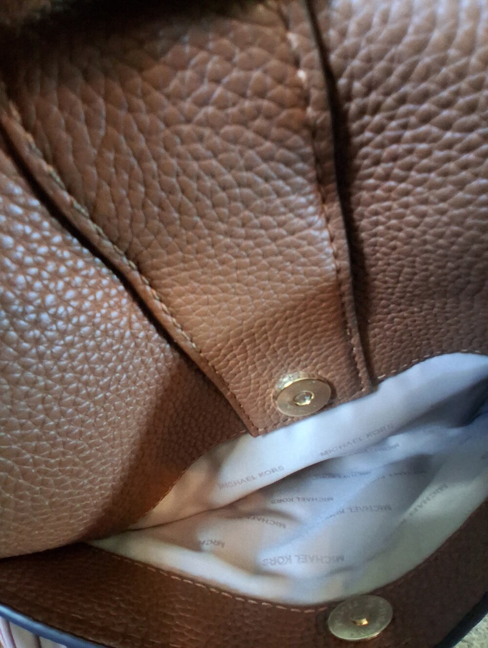 Michael Kors Pebbled Leather Saddle Crossbody Bag in Cognac - Picture 8 of 11